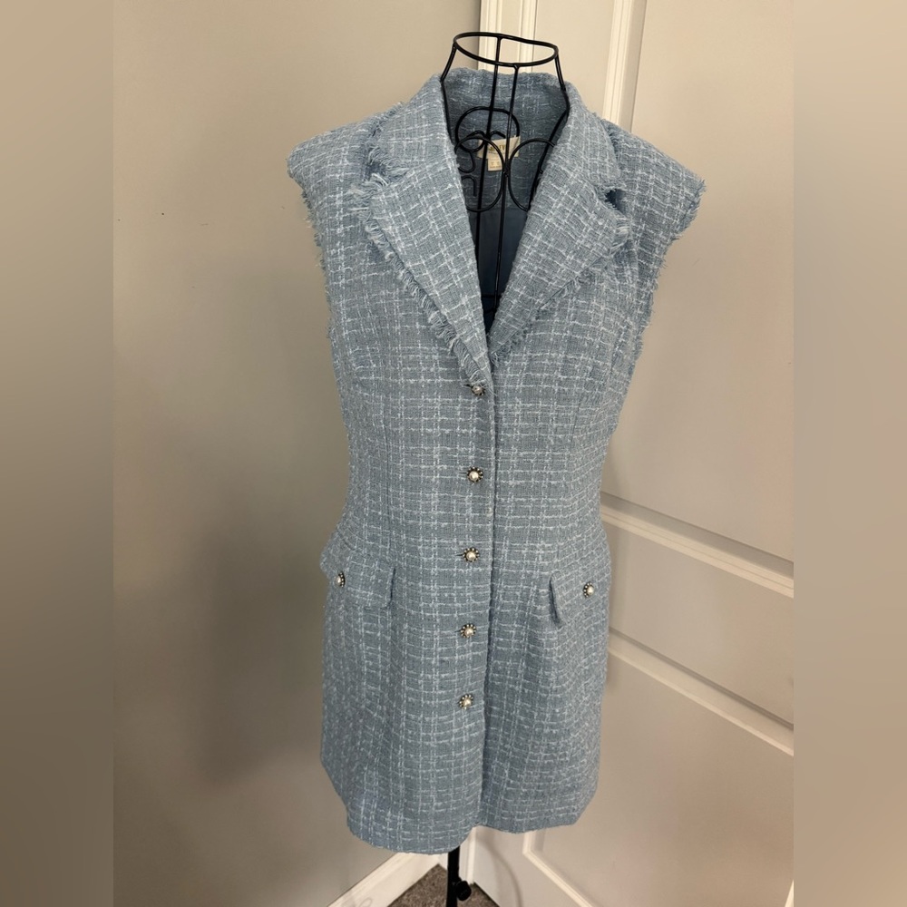 NWOT Maeve by Anthropologie Sleeveless Tweed Blazer Mini Dress Size 8 - Picture 5 of 8